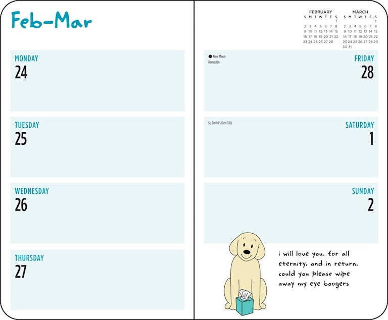 Thoughts of Dog 12Month 2025 Weekly/Monthly Planner Calendar